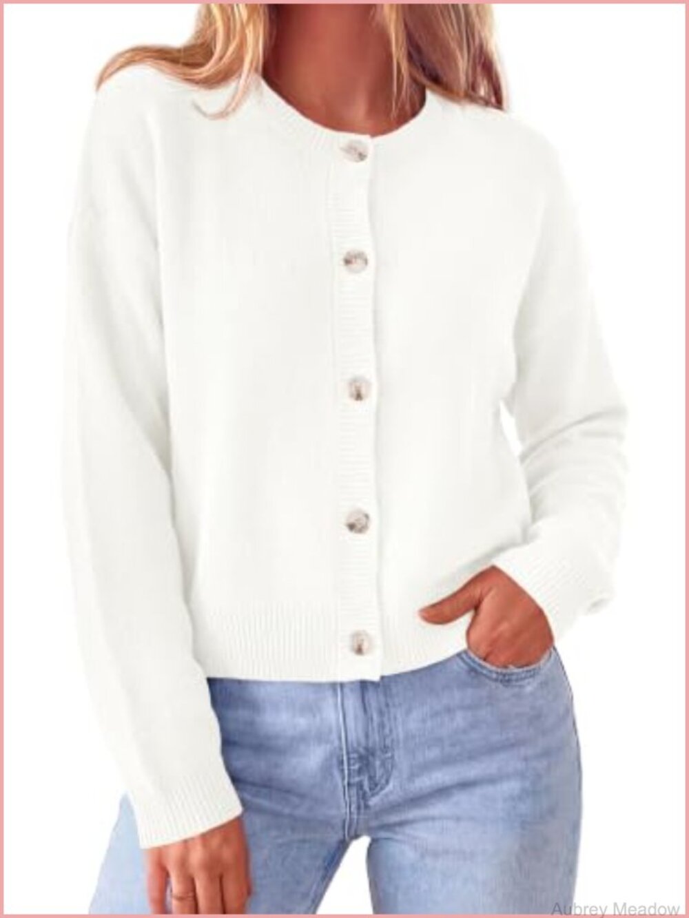 Cropped Button Down Cardigan Sweater Soft Knit Fall